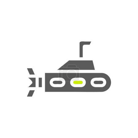 Illustration for Submarine icon solid grey vibrant green colour military vector army element and symbol perfect. - Royalty Free Image
