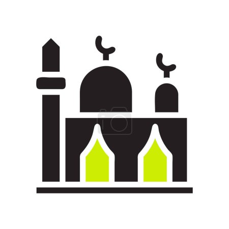 Mosque icon solid black green colour ramadan illustration vector element and symbol perfect.
