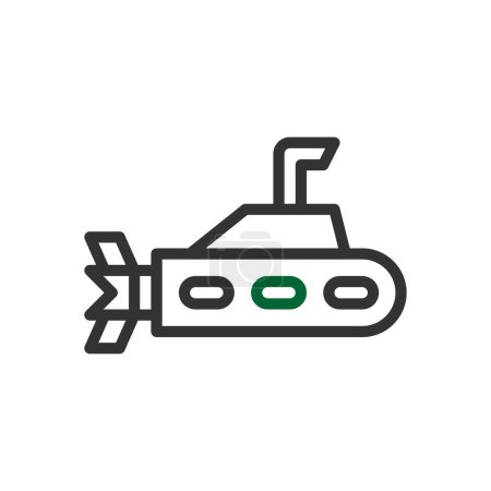 Illustration for Submarine icon duocolor grey green colour military vector army element and symbol perfect. - Royalty Free Image