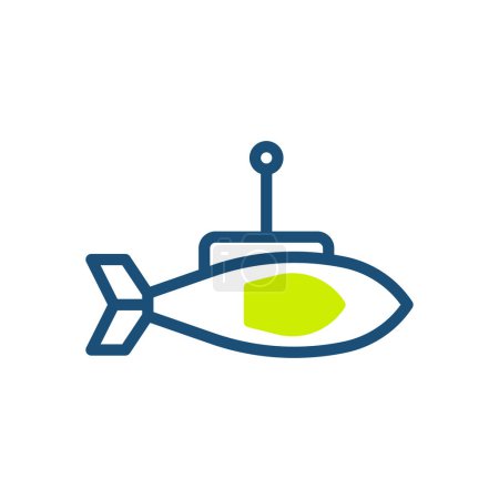 Illustration for Submarine icon duotone green blue colour military vector army element and symbol perfect. - Royalty Free Image