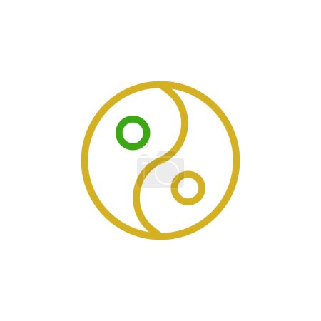 Ilustración de Yin y yang icono duocolor verde amarillo color chino nuevo año vector elemento y símbolo perfecto. - Imagen libre de derechos