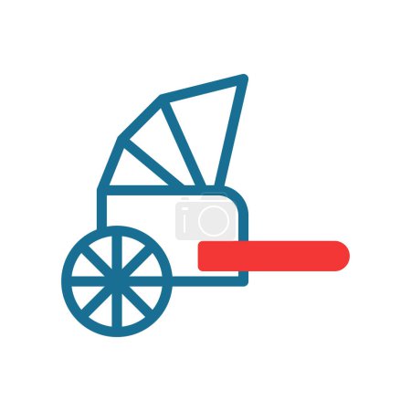 Illustration for Rickshaw icon duotone red blue colour chinese new year vector element and symbol perfect. - Royalty Free Image