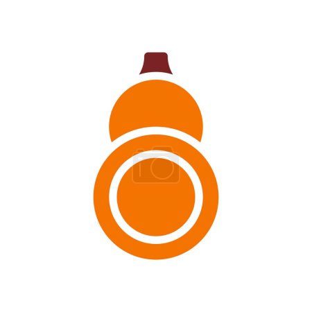 Ilustración de Icono Calabash sólido naranja marrón color chino nuevo elemento vector año y símbolo perfecto. - Imagen libre de derechos
