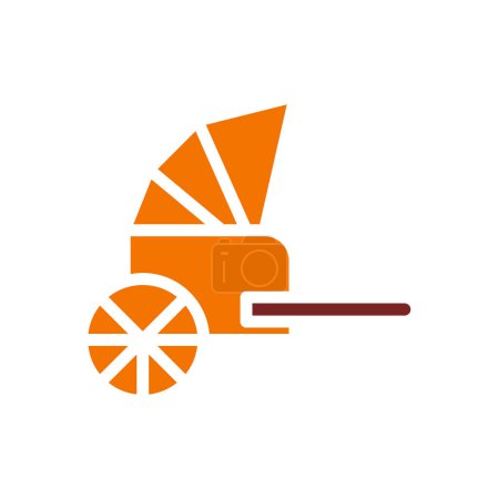 Illustration for Rickshaw icon solid orange brown colour chinese new year vector element and symbol perfect. - Royalty Free Image