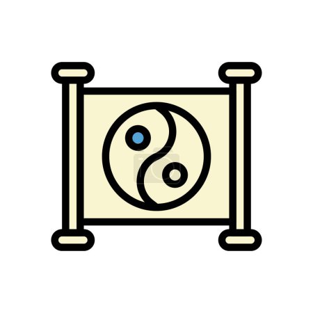 Ilustración de Yin y yang icono de color contorno azul crema color chino nuevo año vector elemento y símbolo perfecto. - Imagen libre de derechos