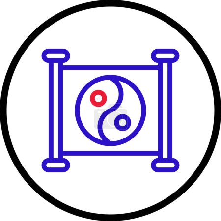 Ilustración de Yin y yang icono de la línea redondeada de color rojo azul chino elemento vectorial año nuevo y símbolo perfecto. - Imagen libre de derechos
