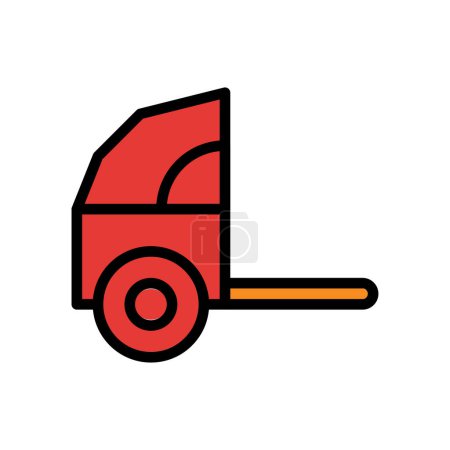 Illustration for Rickshaw icon colored outline red orange colour chinese new year vector element and symbol perfect. - Royalty Free Image