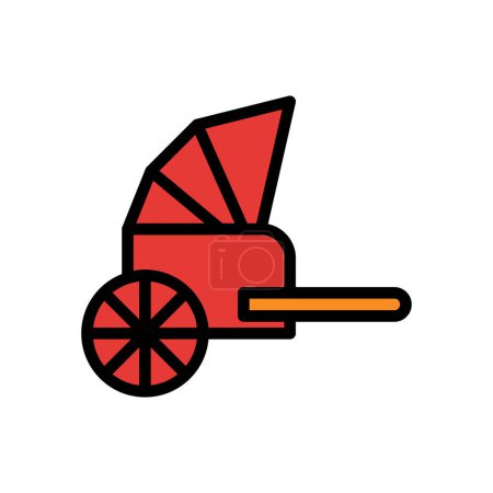 Illustration for Rickshaw icon colored outline red orange colour chinese new year vector element and symbol perfect. - Royalty Free Image
