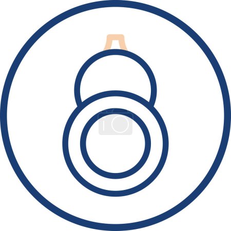 Ilustración de Calabash icono de la línea redondeada de color azul beige chino elemento vectorial año nuevo y símbolo perfecto. - Imagen libre de derechos