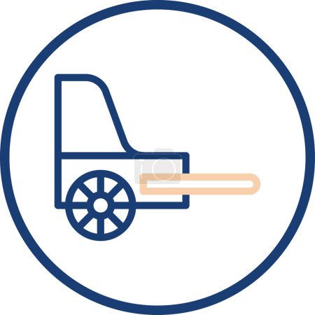 Rickshaw icône ligne arrondie beige bleu couleur chinois nouvel an vecteur élément et symbole parfait.