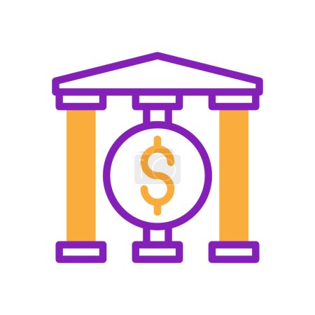 Téléchargez les illustrations : Icône bancaire duotone violet jaune business illustration vectoriel élément et symbole parfait. - en licence libre de droit