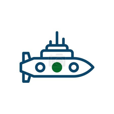 Illustration for Submarine icon navy green icon navy green colour military vector army element and symbol perfect. - Royalty Free Image