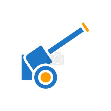 Cannon icon solid blue orange colour military vector army element and symbol perfect.