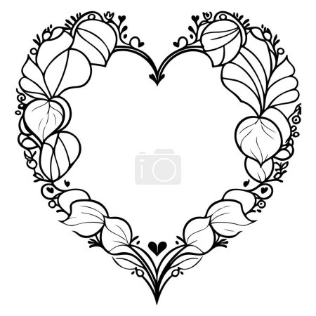 Ilustración de Amor corazón ornamento flor San Valentín ilustración boceto dibujar símbolo - Imagen libre de derechos