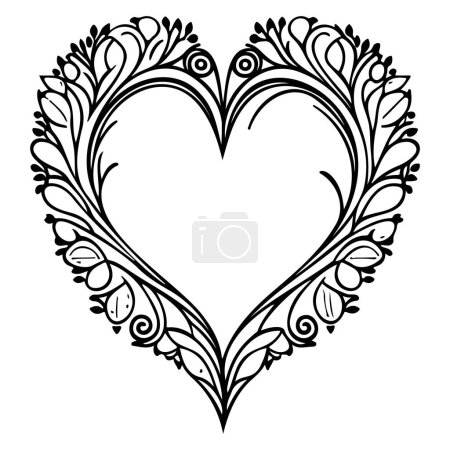 Ilustración de Amor corazón ornamento flor San Valentín ilustración boceto dibujar símbolo - Imagen libre de derechos