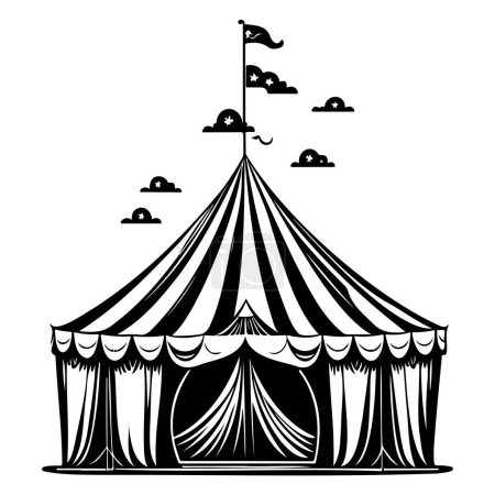 Carnaval Cirque Tente Gravure illustration croquis élément de dessin à la main
