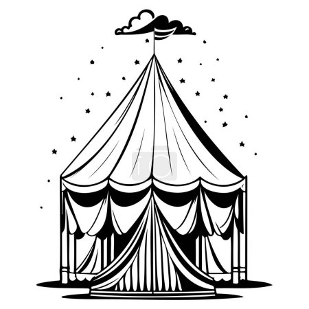 Carnaval Cirque Tente Gravure illustration croquis élément de dessin à la main