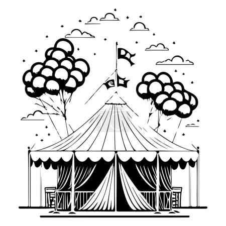 carnival Circus Tent Engraving illustration sketch hand draw element