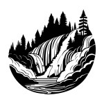 falling water river Icon hand draw black colour mythical logo vector element and symbol