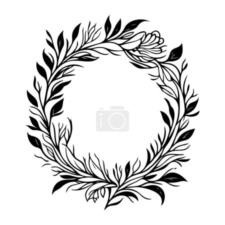 Ilustración de Marco cuadrado Flor batik icono mano dibujar color negro logotipo vector elemento y símbolo - Imagen libre de derechos