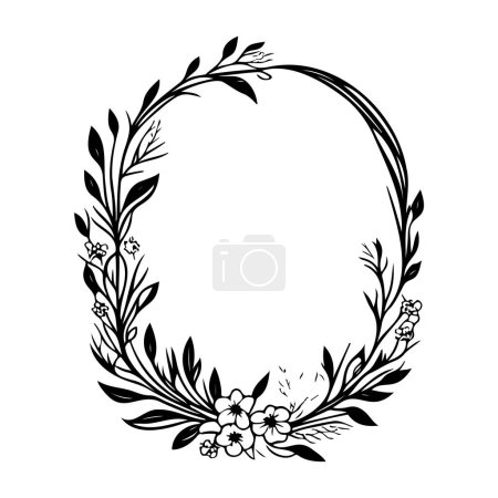 Illustration for Square Frame Flower batik Icon hand draw black colour logo vector element and symbol - Royalty Free Image