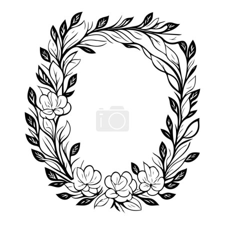 Illustration for Square Frame Flower batik hand draw black colour logo vector element and symbol - Royalty Free Image