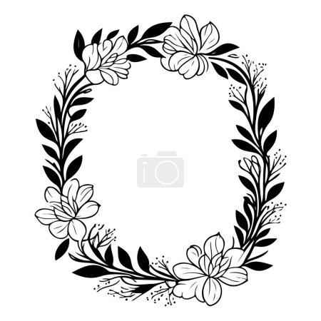 Ilustración de Marco cuadrado Flor batik mano dibujar color negro logotipo vector elemento y símbolo - Imagen libre de derechos
