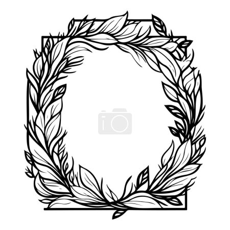 Illustration for Square Frame Flower batik hand draw black colour logo vector element and symbol - Royalty Free Image