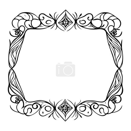 Illustration for Wedding invite batik ornaments design element illustration sketch black - Royalty Free Image