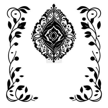 Illustration for Wedding invite batik ornaments design hand draw element illustration sketch black - Royalty Free Image