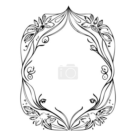 Illustration for Wedding invite batik ornaments design draw element illustration sketch black - Royalty Free Image