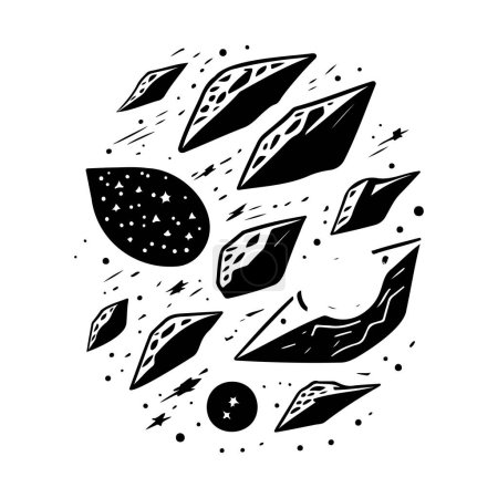 Asteroids Icon hand draw black colour space out logo vector element and symbol perfect.