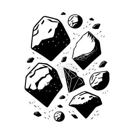 Asteroiden Icon Hand zeichnen schwarzen Farbraum aus Logo Vektorelement und Symbol perfekt.
