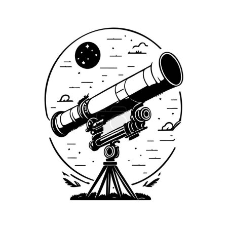Telescopio Soar Icono mano dibujar negro color espacio logotipo vector elemento y símbolo perfecto.