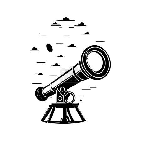 Ilustración de Telescopio Soar Icono mano dibujar negro color espacio logotipo vector elemento y símbolo perfecto. - Imagen libre de derechos