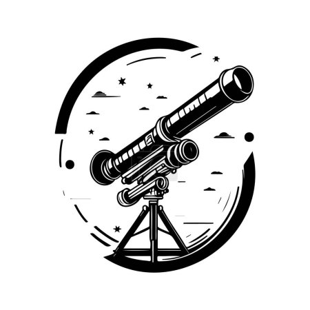Ilustración de Telescopio Soar Icono mano dibujar negro color espacio logotipo vector elemento y símbolo perfecto. - Imagen libre de derechos