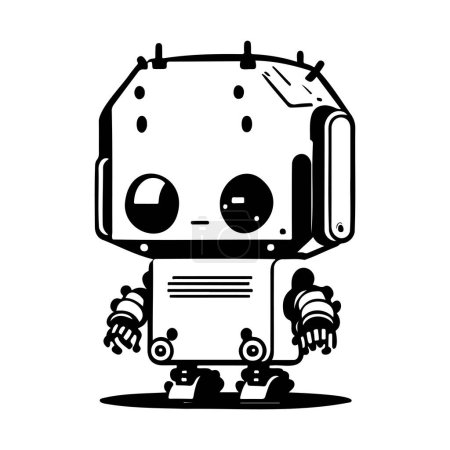 Téléchargez les illustrations : Robot mignon Icône dessiner à la main couleur noire espace logo élément vectoriel et symbole parfait. - en licence libre de droit