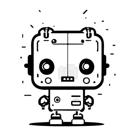 Cute robot Icon hand draw black colour space logo vector element and symbol perfect.