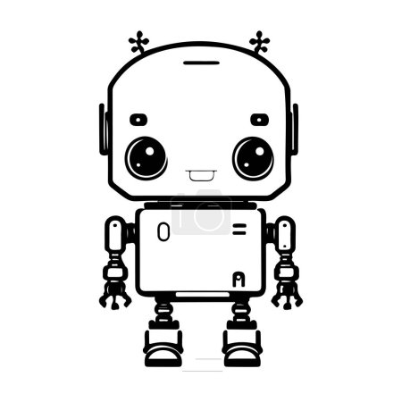 Téléchargez les illustrations : Robot mignon Icône dessiner à la main couleur noire espace logo élément vectoriel et symbole parfait. - en licence libre de droit