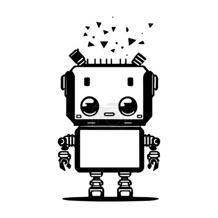 Cute robot Icon hand draw black colour space logo vector element and symbol perfect.