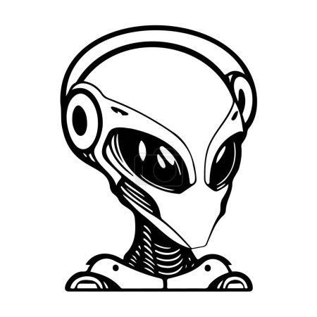 Alien Icon hand draw black colour space logo vector element and symbol perfect.