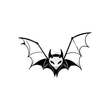 Illustration for Bat Icon hand draw black colour halloween logo vector element and symbol perfect. - Royalty Free Image