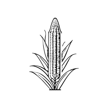 Téléchargez les illustrations : Icône de maïs dessin à la main couleur noire élément vectoriel du logo de l'agriculture et symbole parfait. - en licence libre de droit