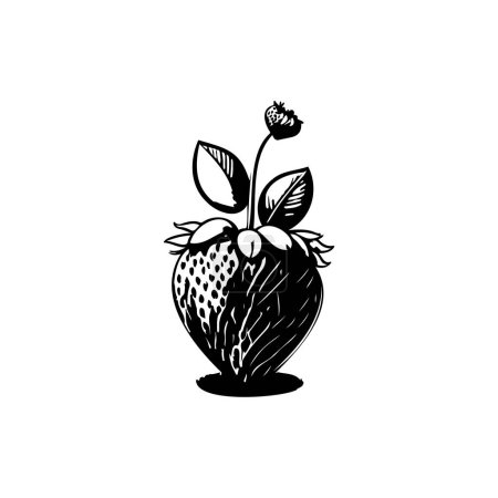 Téléchargez les illustrations : Icône fraise dessiner à la main couleur noire Thanksgiving fruit logo élément vecteur et symbole parfait. - en licence libre de droit
