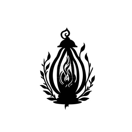 Téléchargez les illustrations : Lanterne Icône dessin à la main couleur noire diwali logo élément vectoriel et symbole - en licence libre de droit