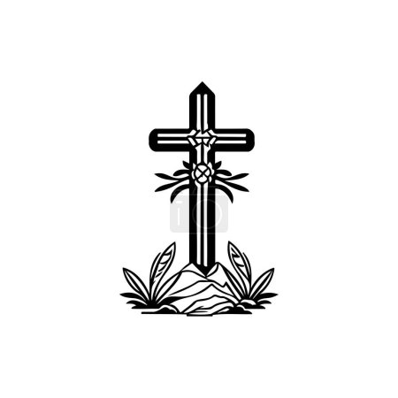 Cruz icono mano dibujar color negro día del elemento vectorial logotipo muerto y símbolo