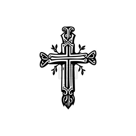Cross Icon Hand zeichnen schwarze Farbe Tag des toten Logo Vektor Element und Symbol