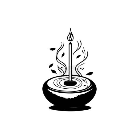 Illustration for Incense candle Icon hand draw black colour chinese new year logo vector element and symbol - Royalty Free Image