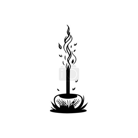 Incense candle Icon hand draw black colour chinese new year logo vector element and symbol