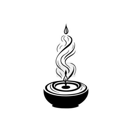 Incense candle Icon hand draw black colour chinese new year logo vector element and symbol